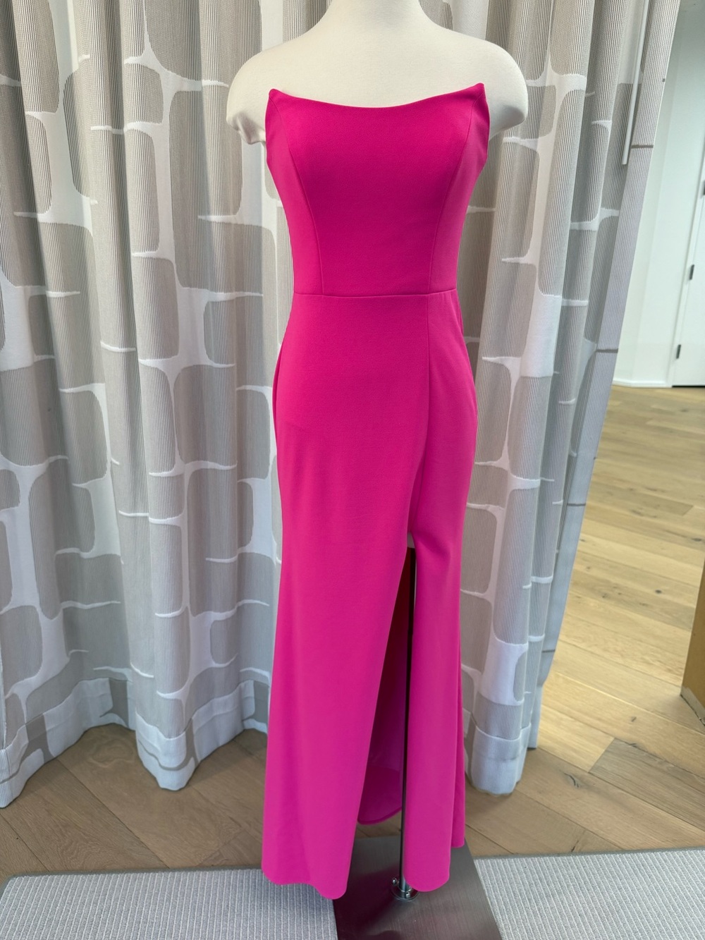 Aqua Formal Hot Pink Strapless Gown
